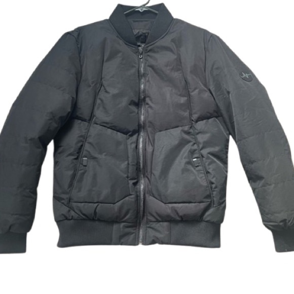 BLACK BOMBER JACKET CREW NECK BLACK ZIPPER 2 SIDE POCKETS FITS SIZE M/L - Picture 1 of 14